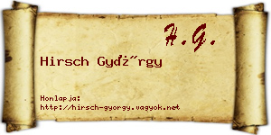 Hirsch György névjegykártya